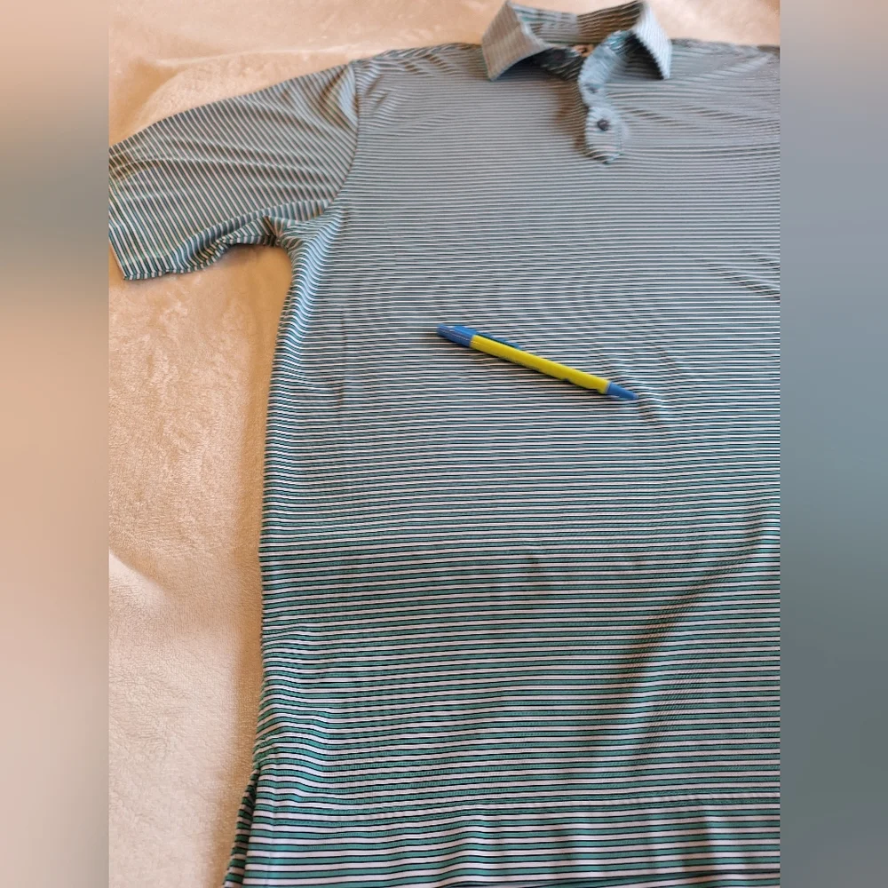 Foot Joy men's blue and white striped golf shirt - size Large